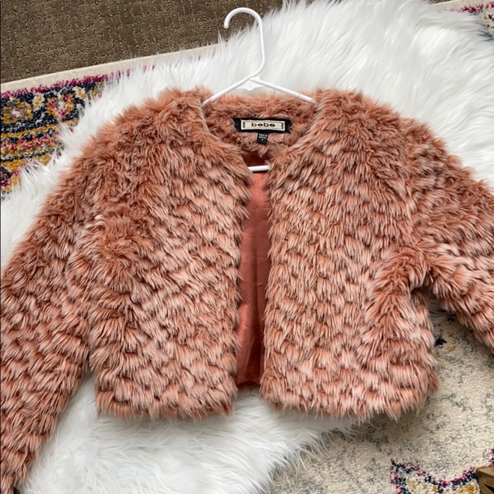 Pale Pink BEBE Faux Fur Coat